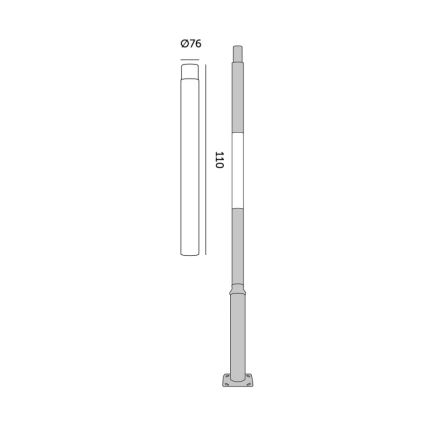 1 m Extension Pole for BASE Outdoor Lighting Post, Gray