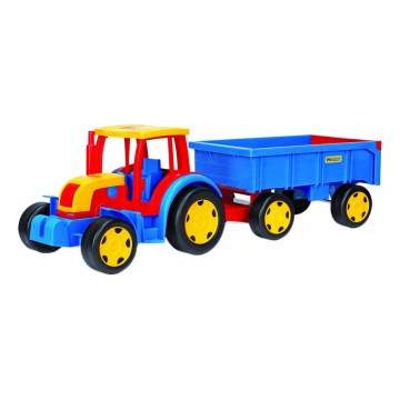 102 cm Tractor with Trailer - Red/Blue/Yellow