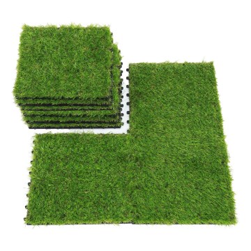 11-piece set of artificial grass tiles, 30x30 cm, 20 mm pile height, green