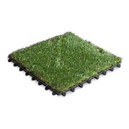 11-piece set of artificial grass tiles, 30x30 cm, 20 mm pile height, green