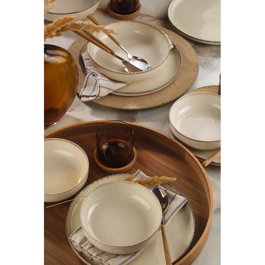 12-piece beige porcelain dinnerware set