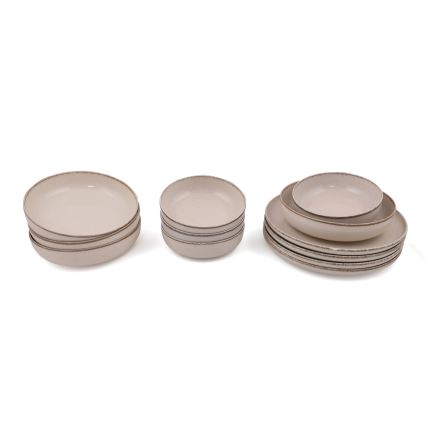 12-piece beige porcelain dinnerware set