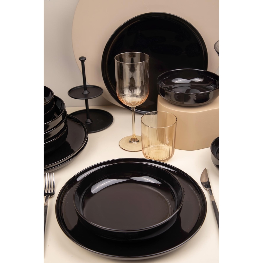 12-piece black porcelain dinner set