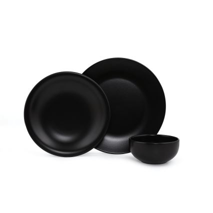 12-piece Black Stoneware Dinnerware Set