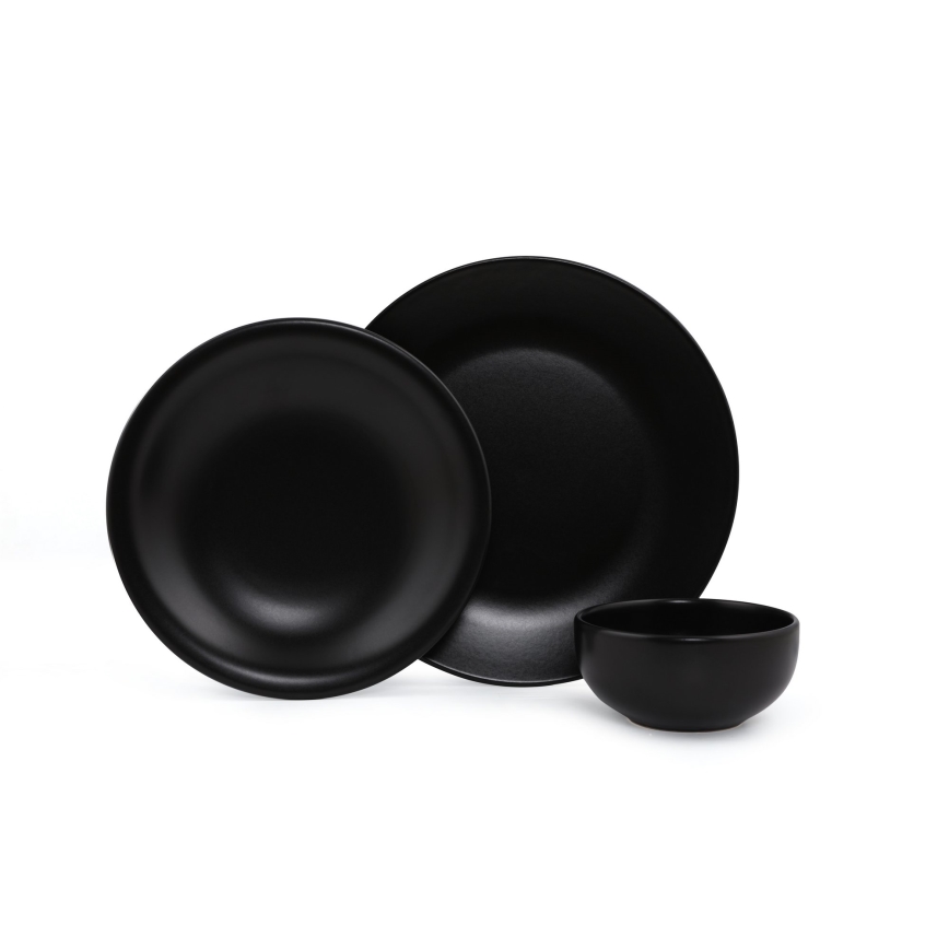 12-piece Black Stoneware Dinnerware Set