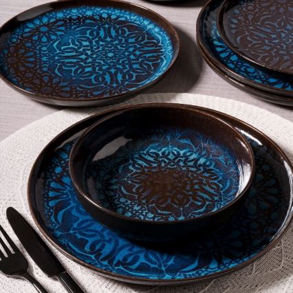 12-piece blue porcelain dinner set