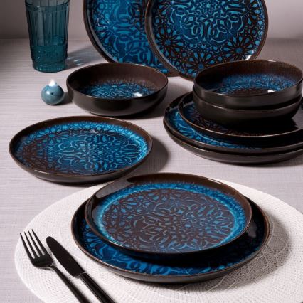 12-piece blue porcelain dinner set