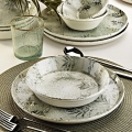 12-Piece Dining Set, Gray Porcelain