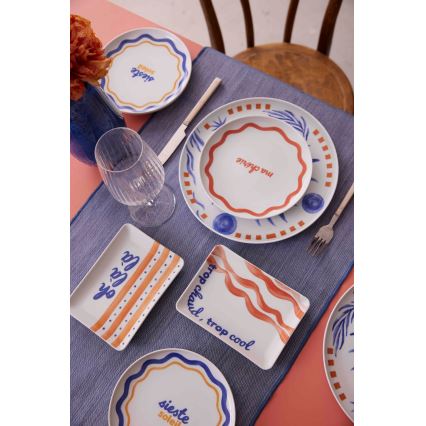 12-piece dinner set red/blue/white/porcelain