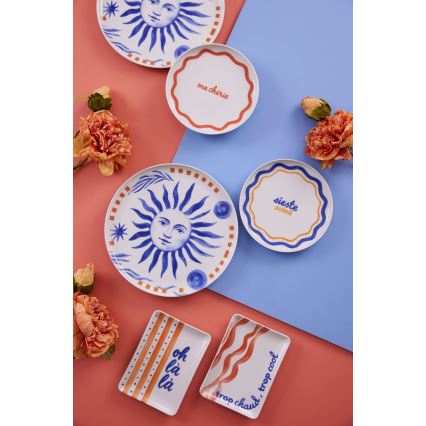12-piece dinner set red/blue/white/porcelain