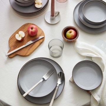 12-piece dinnerware set, gray porcelain