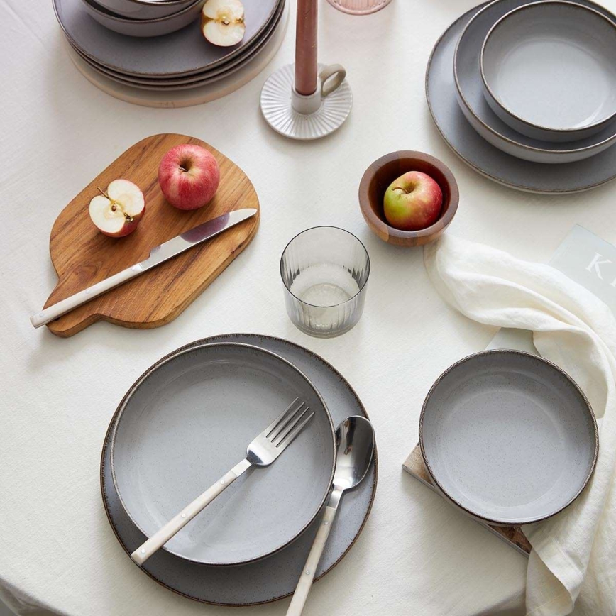 12-piece dinnerware set, gray porcelain