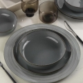 12-piece gray porcelain dinner set