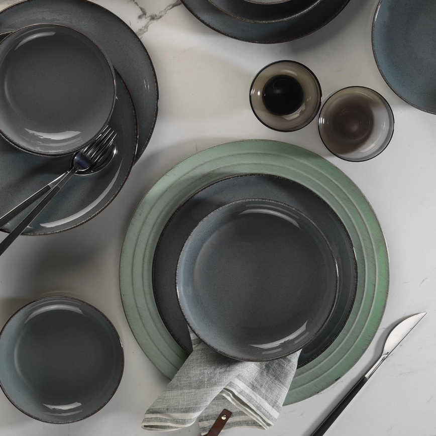 12-piece gray porcelain dinner set