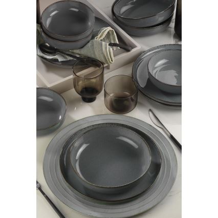 12-piece gray porcelain dinner set