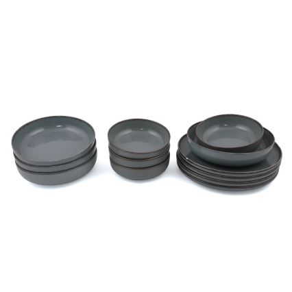 12-piece gray porcelain dinner set