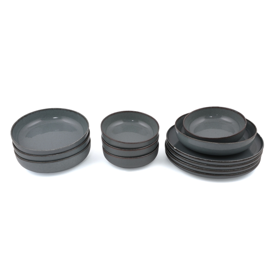 12-piece gray porcelain dinner set