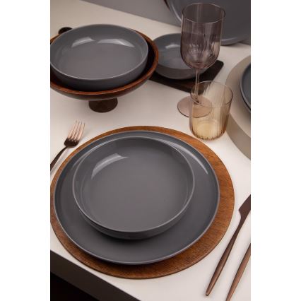 12-piece grey porcelain dinner set