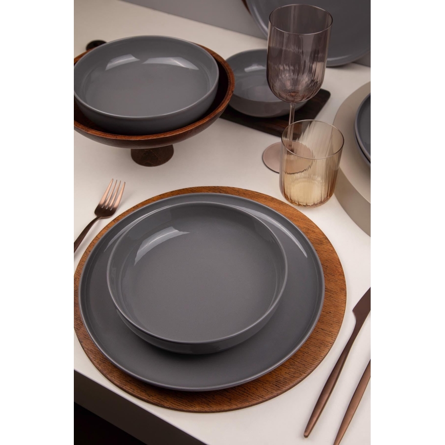 12-piece grey porcelain dinner set