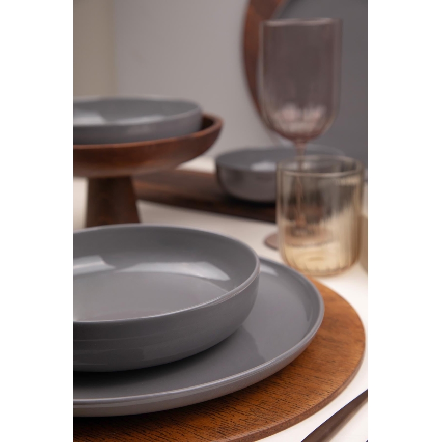 12-piece grey porcelain dinner set