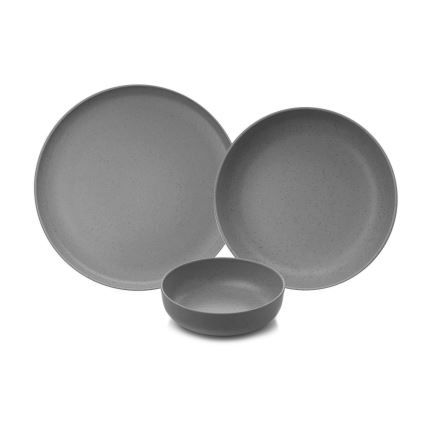 12-piece grey porcelain dinner set