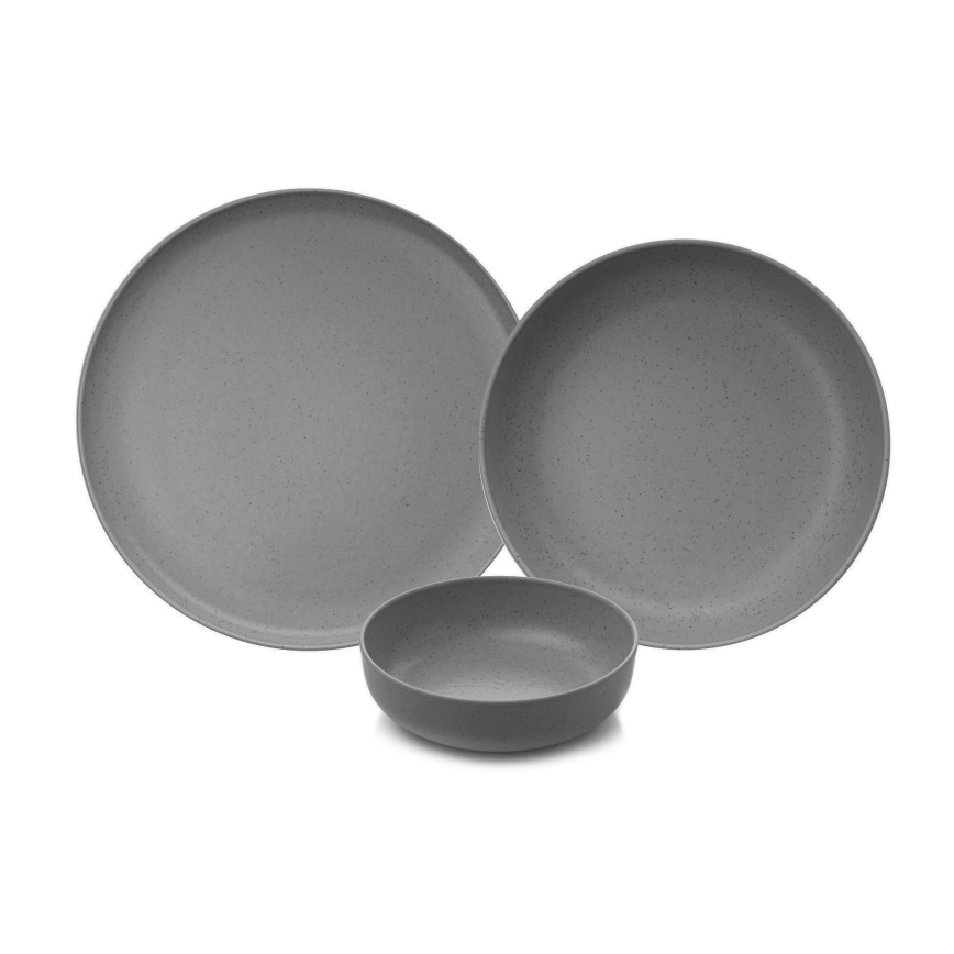 12-piece grey porcelain dinner set