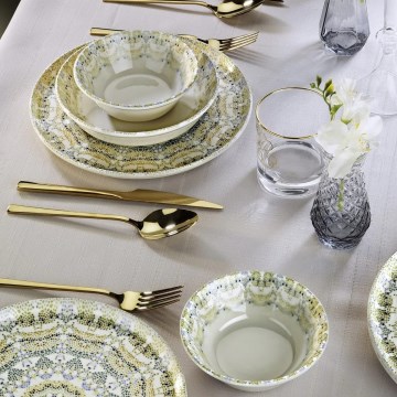 12-piece multicolored porcelain dinner set