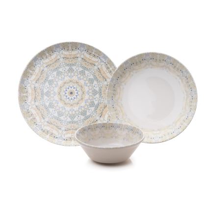 12-piece multicolored porcelain dinner set