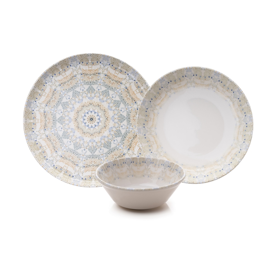 12-piece multicolored porcelain dinner set