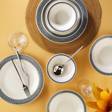 12-piece porcelain dinner set, white/black