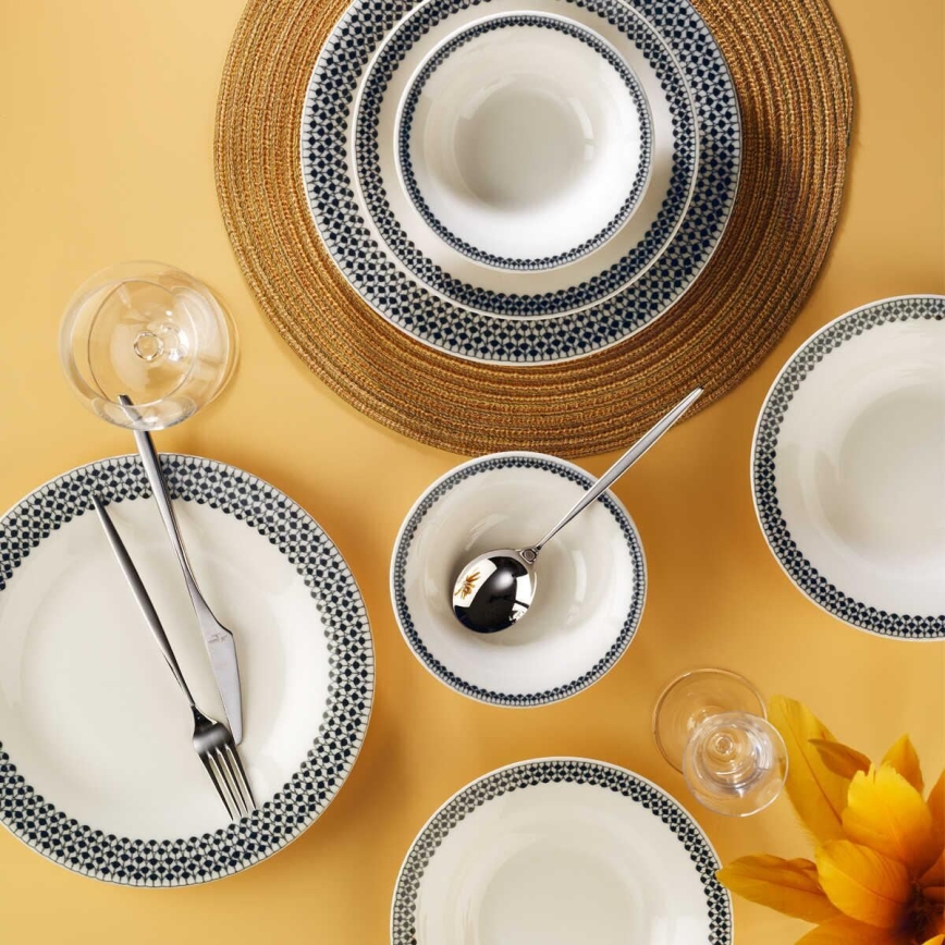 12-piece porcelain dinner set, white/black