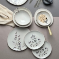 12-piece porcelain dinner set, white/purple