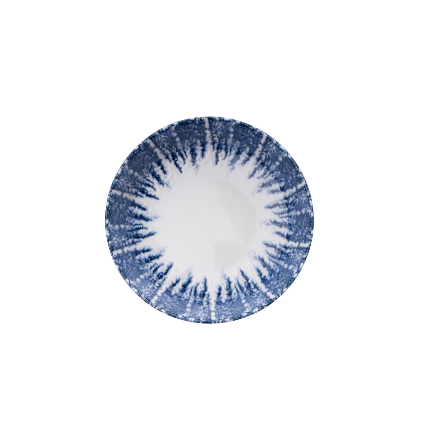 12-piece porcelain dinnerware set – white/blue