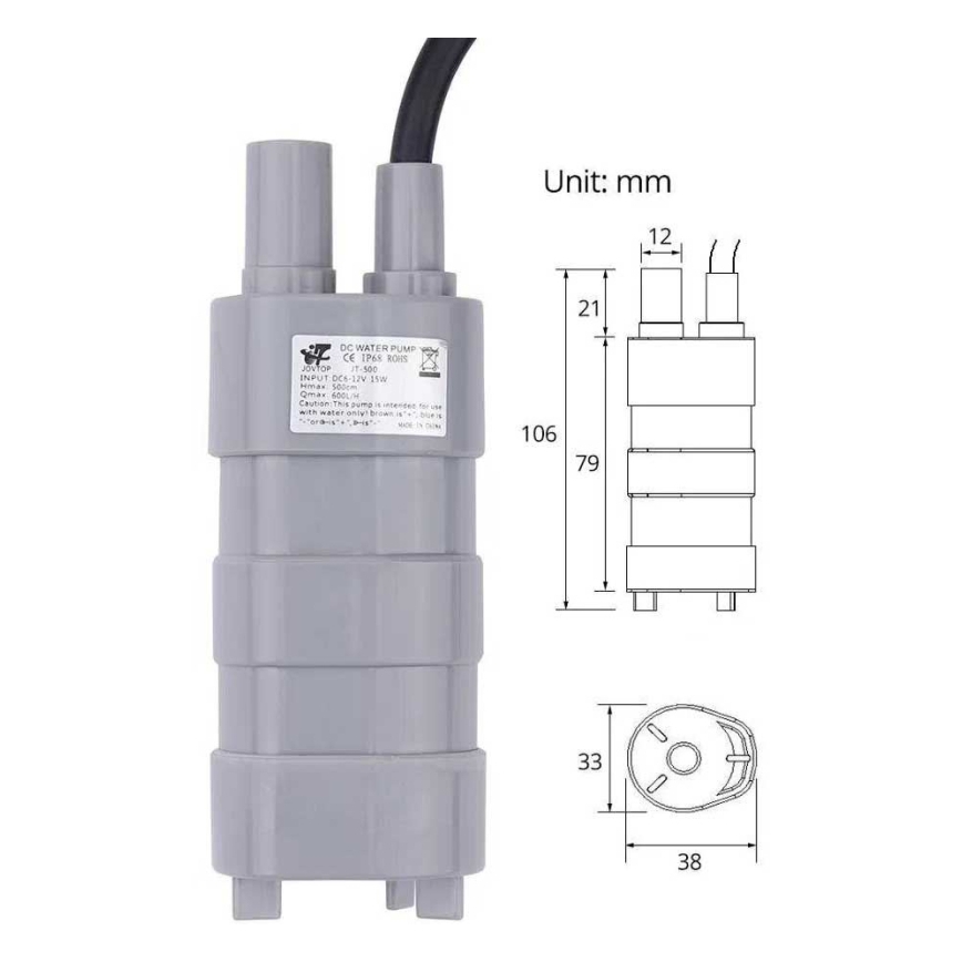 12V Submersible Pump 600 L/h