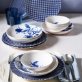 14-piece white and blue porcelain dinner set