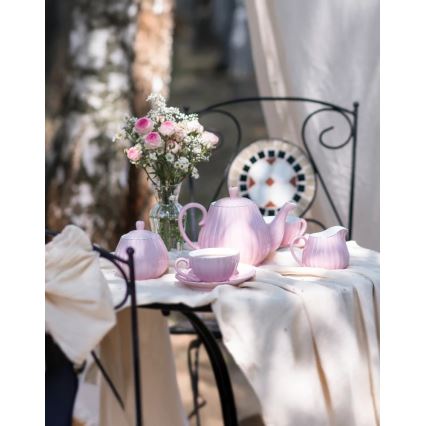 15-piece pink porcelain coffee set