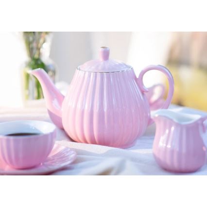 15-piece pink porcelain coffee set