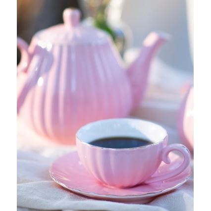 15-piece pink porcelain coffee set