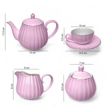 15-piece pink porcelain coffee set