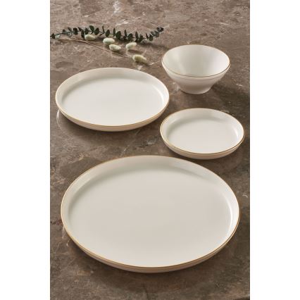 16-piece Beige and Gold Porcelain Dinnerware Set