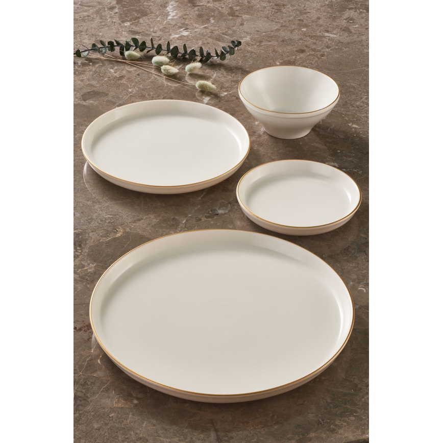 16-piece Beige and Gold Porcelain Dinnerware Set