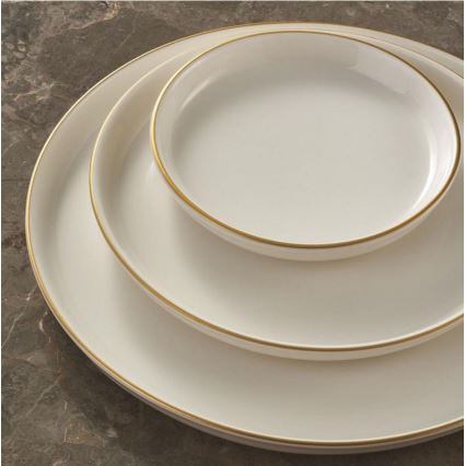 16-piece Beige and Gold Porcelain Dinnerware Set