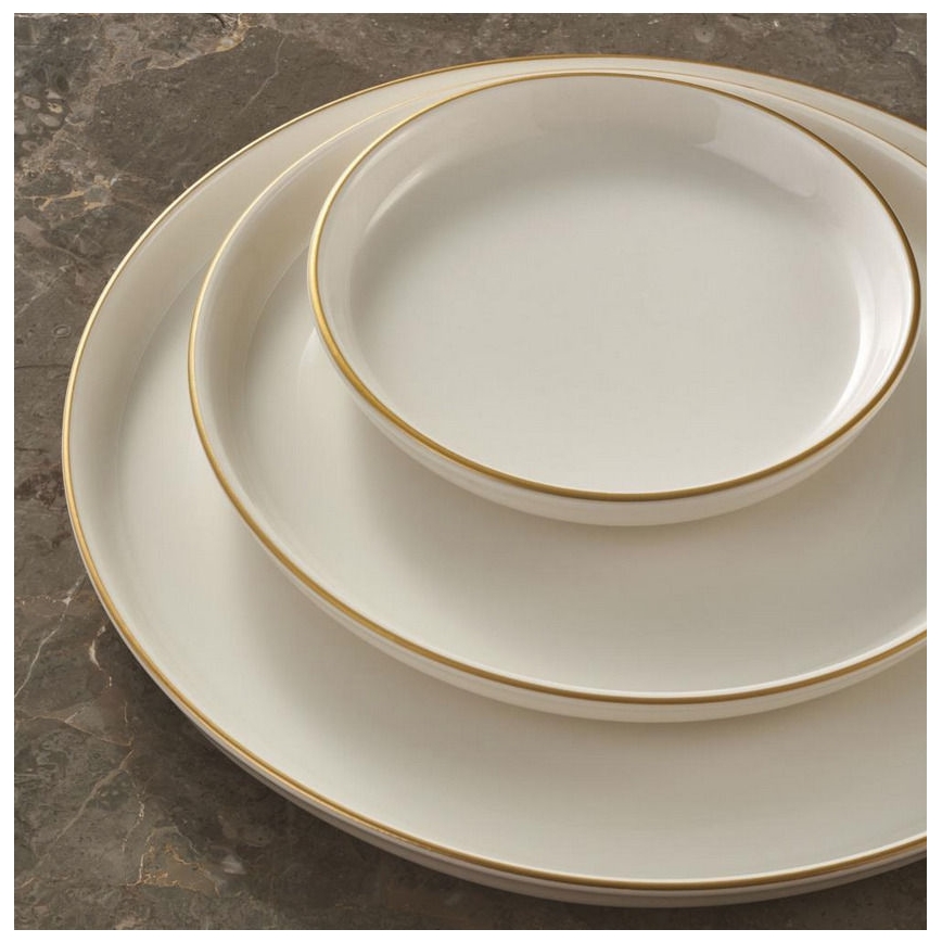 16-piece Beige and Gold Porcelain Dinnerware Set