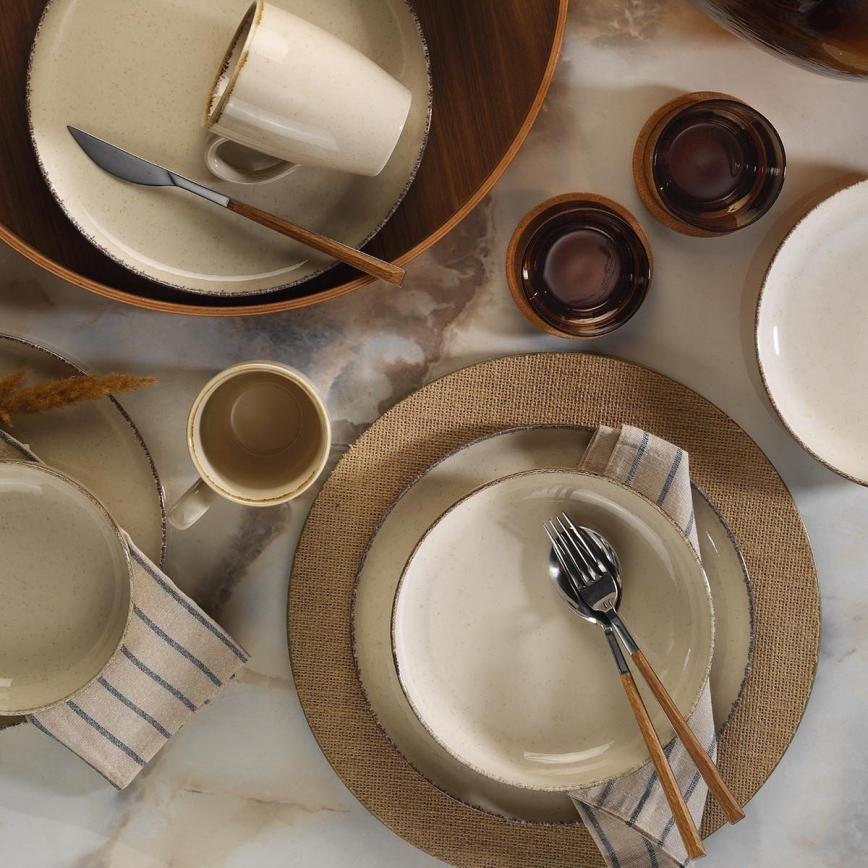 16-Piece Beige Porcelain Dinner Set