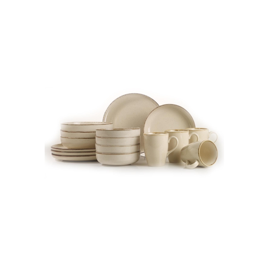 16-Piece Beige Porcelain Dinner Set