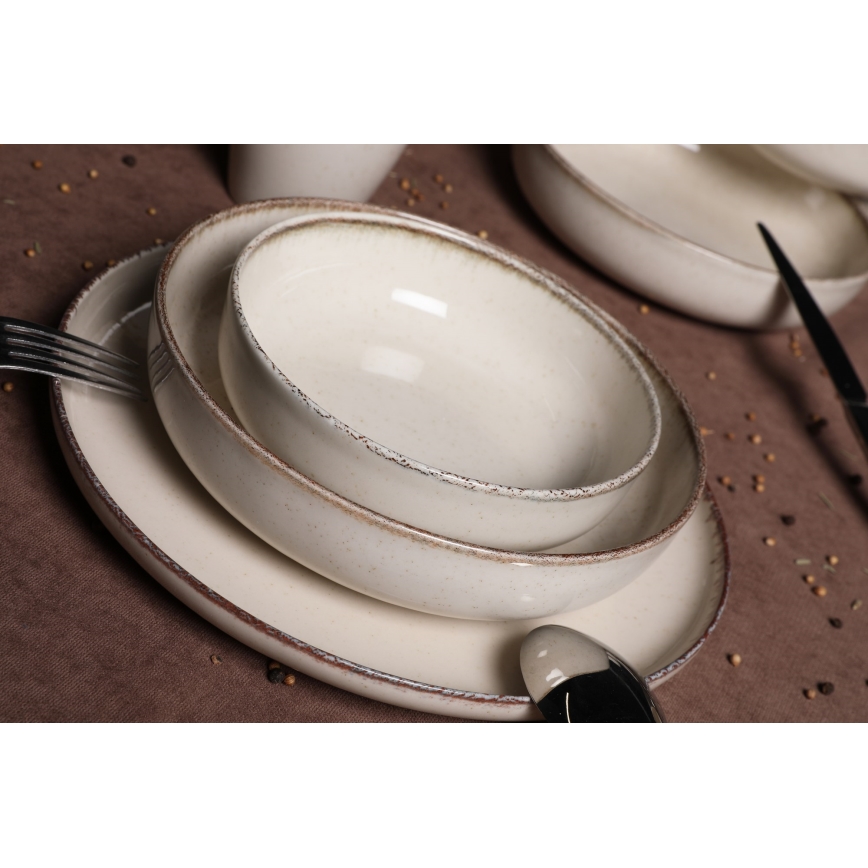 16-Piece Beige Porcelain Dinner Set