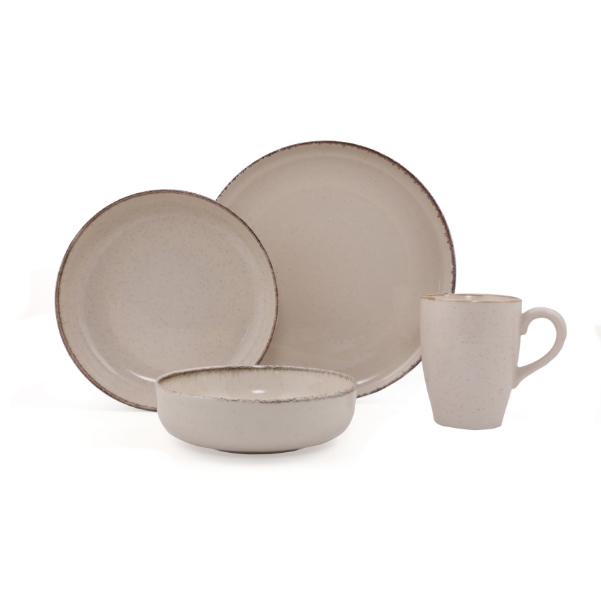 16-Piece Beige Porcelain Dinner Set