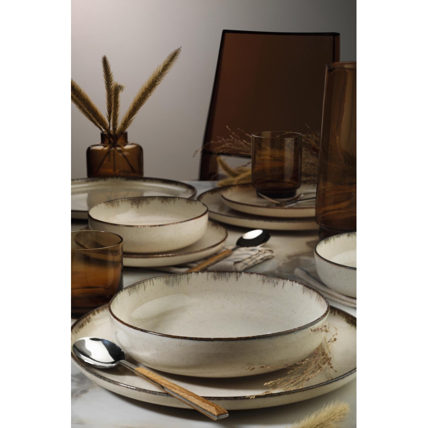 16-piece beige/porcelain dinner set