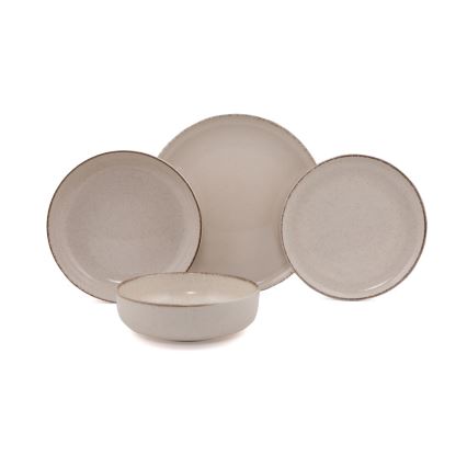 16-piece beige/porcelain dinner set