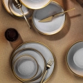 16-piece dining set grey/gold/porcelain